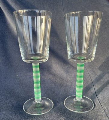Set Of 2 Mikasa Overture Green Frost Water Or Wine Goblets 7 7/8  Tall