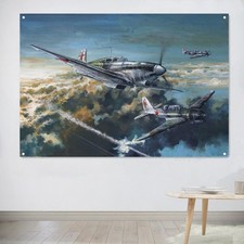 Yak-1 and Su-2 Fighter Jet Flag Military Wall Art Poster Canvas Print Wall Decor