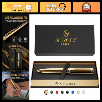 Luxury Gold Ballpoint Pen - Real Gold Plating, Schmidt Refill, Perfect Gift Set