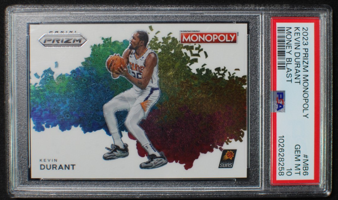 🌟 KEVIN DURANT - 2023-24 PRIZM Monopoly COLOR MONEY BLAST SSP #MB-6 - PSA 10