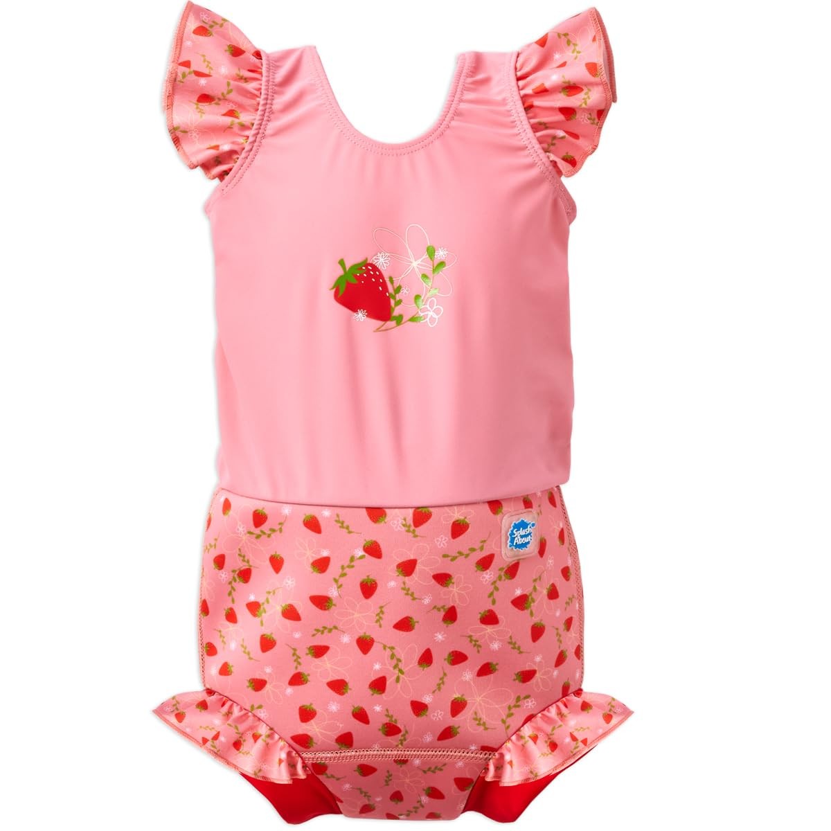 Splash About Baby Girls Happy Costume One Piece Swimsuit, Strawberry Field, 6-12
