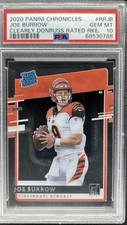 2020 Chronicles Joe Burrow Clearly Donruss Rated Rookie RC #RR-JB Bengals PSA 10