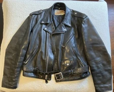 Men's Vintage 1970s Leather Jacket, Size 44 Tall, Medium-Large