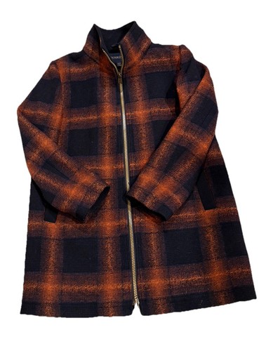 Pendleton Copper Jacket PENDLETON Womens Coat Navy Copper Plaid Wool Lined Full Zip Jacket ...