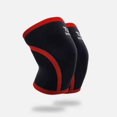 TUFF WRAPS - 7mm Wettkampf Knie Ärmel (schwarz/rot) - 2er Pack Hebeausrüstung 2XL