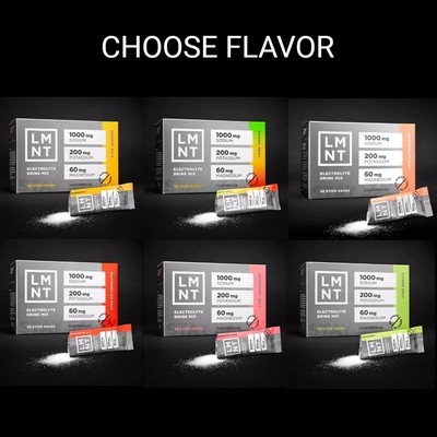 LMNT Electrolyte Drink Mix Pack of 30 Sticks Sugar-Free Keto Paleo (Pick Flavor)