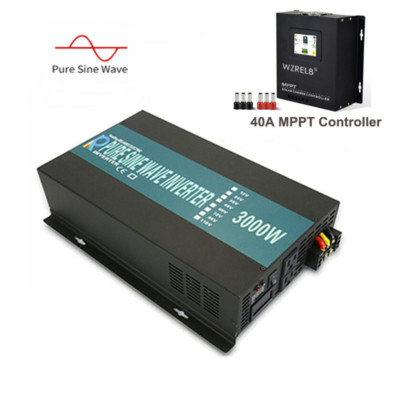 3000W 12V Pure Sine Wave Inverter 40A MPPT Solar Charge Controller Solar Power