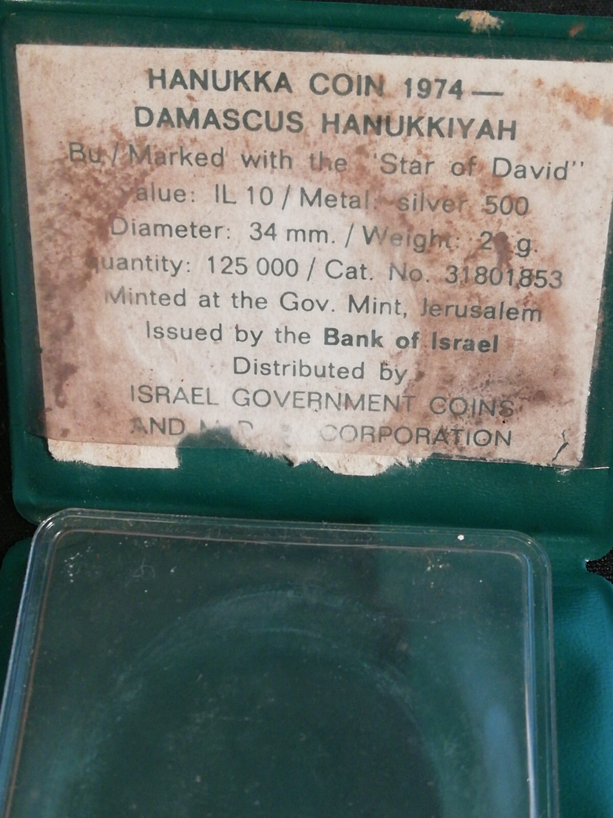 11974 Israel 10 Lirot Hanukkah - Damascus Lamp Proof Coin in OGP with ...