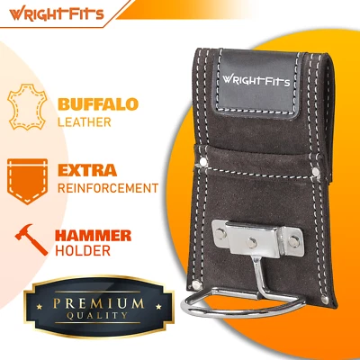 WrightFits Premium Buffalo Leather Hammer Steel Loop Holder Belt Tool Holster