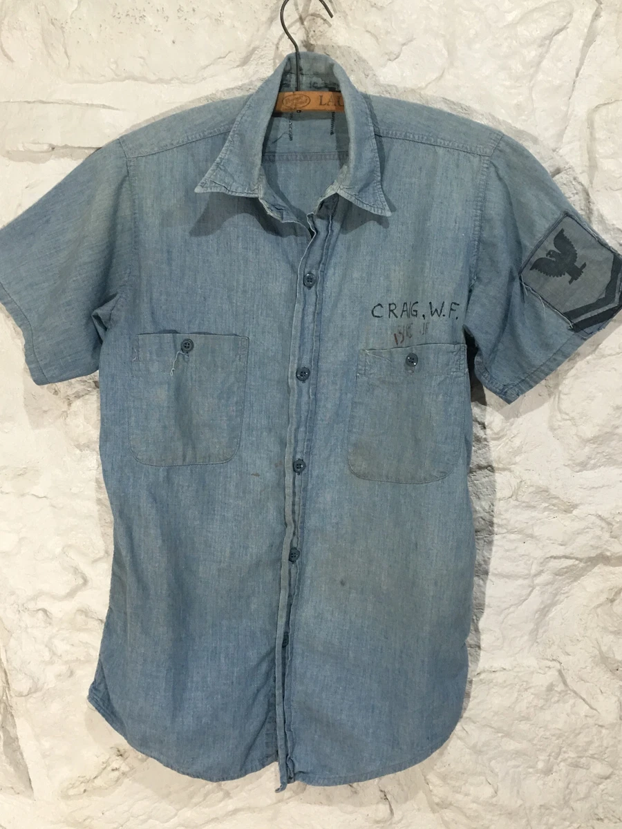 Vintage 40's USN US Navy Id'd Named Chambray Denim