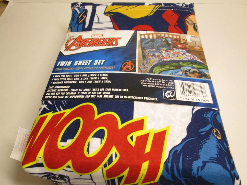 Nuevo Juego de Sábanas Gemelas 3 Piezas Marvel Avengers Fwoosh Blam Súper Suave Nuevo Foto 4 de 4