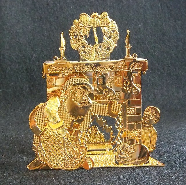 Danbury Mint 1997 Gold Christmas Ornament "Santa's Visit" eBay