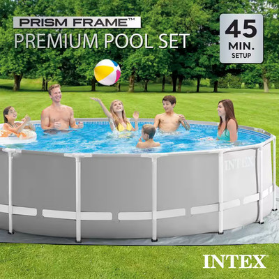 Prism 15 ft. x 48 in. D Round Above Ground Hybrid Metal Frame Pool Set NEW USA