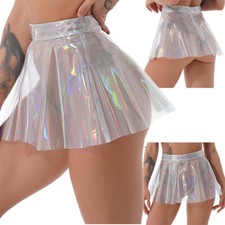 Women's Transparent Pleated Skirt Clubwear High Waist Sheer Short Mini Hot Skirt