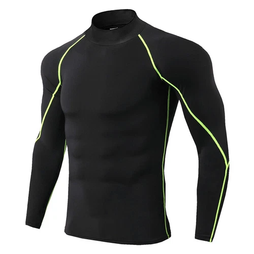 Herren Rollkragen Kompression Basisschicht Oberteil Fitness Tights Sport Langarmshirt - Bild 11 von 26