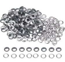 200 Set Color Round Grommets 10mm 7/16" Hole Metal Eyelets with Washers - Grey