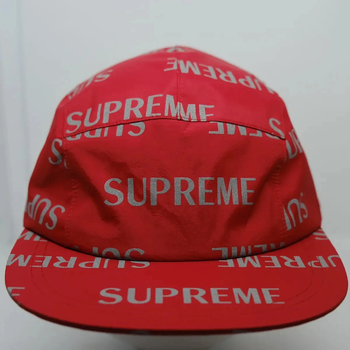 Casquette de camp NEUVE SUPREME 3M réfléchissante à répétition coutures collées ROUGE