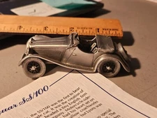 DANBURY MINT CLASSIC CARS OF THE WORLD 1:43 PEWTER 1936 JAGUAR SS/100 + COA