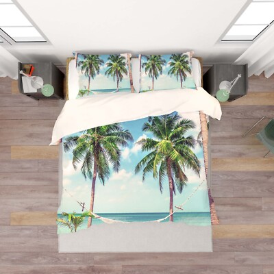 3D Tree Sky Tropical Landscape Quilt Cover Set Bedding Sets Pillowcases Queen 2