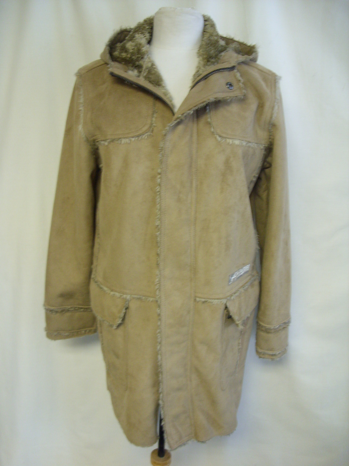 ALTRA Cappotto donna in pelliccia sintetica River Island UK S tasche in cammello con cappuccio e borchie 1038