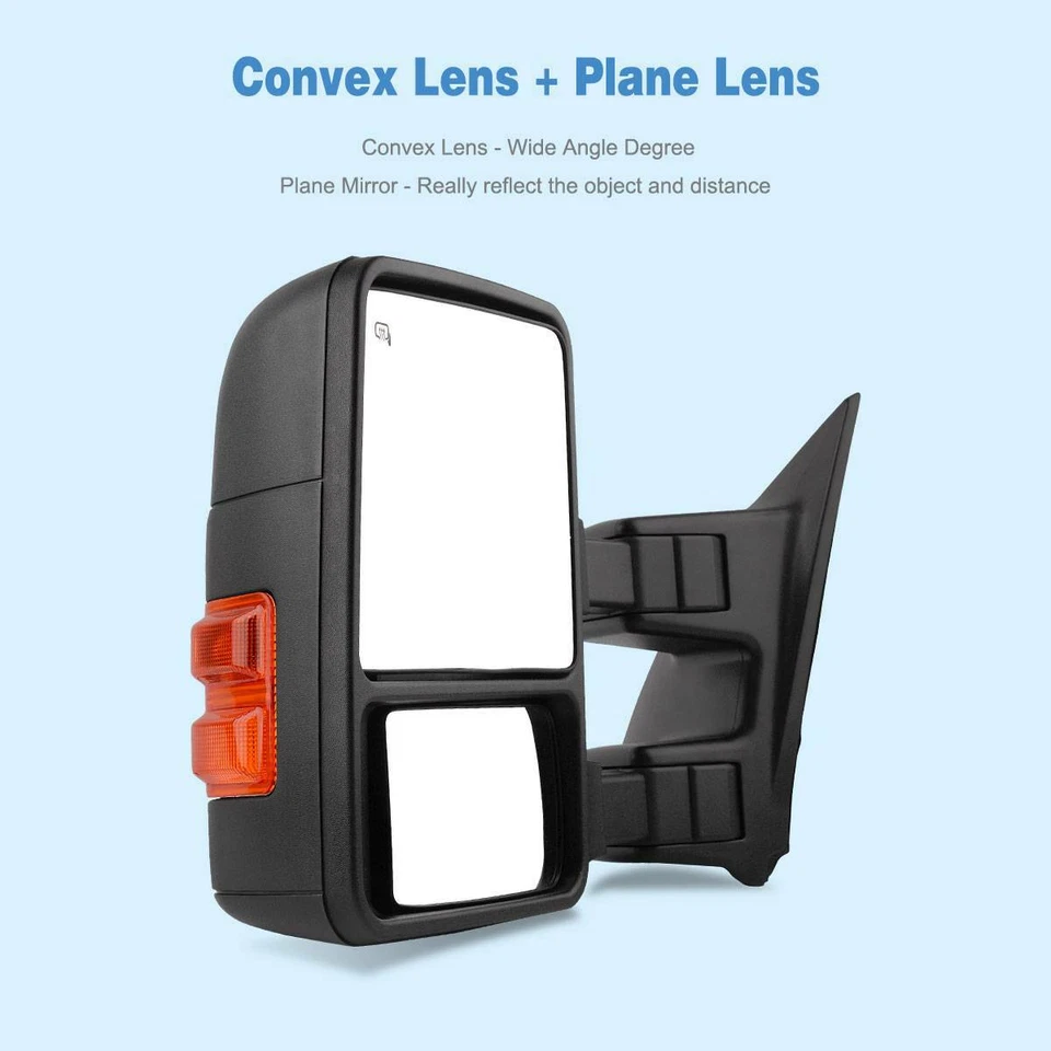 一对电源加热拖镜适用于 1999 - 2007 年福特 F250 F350 F450 F550 转向信号 — 第 4/4 张图片