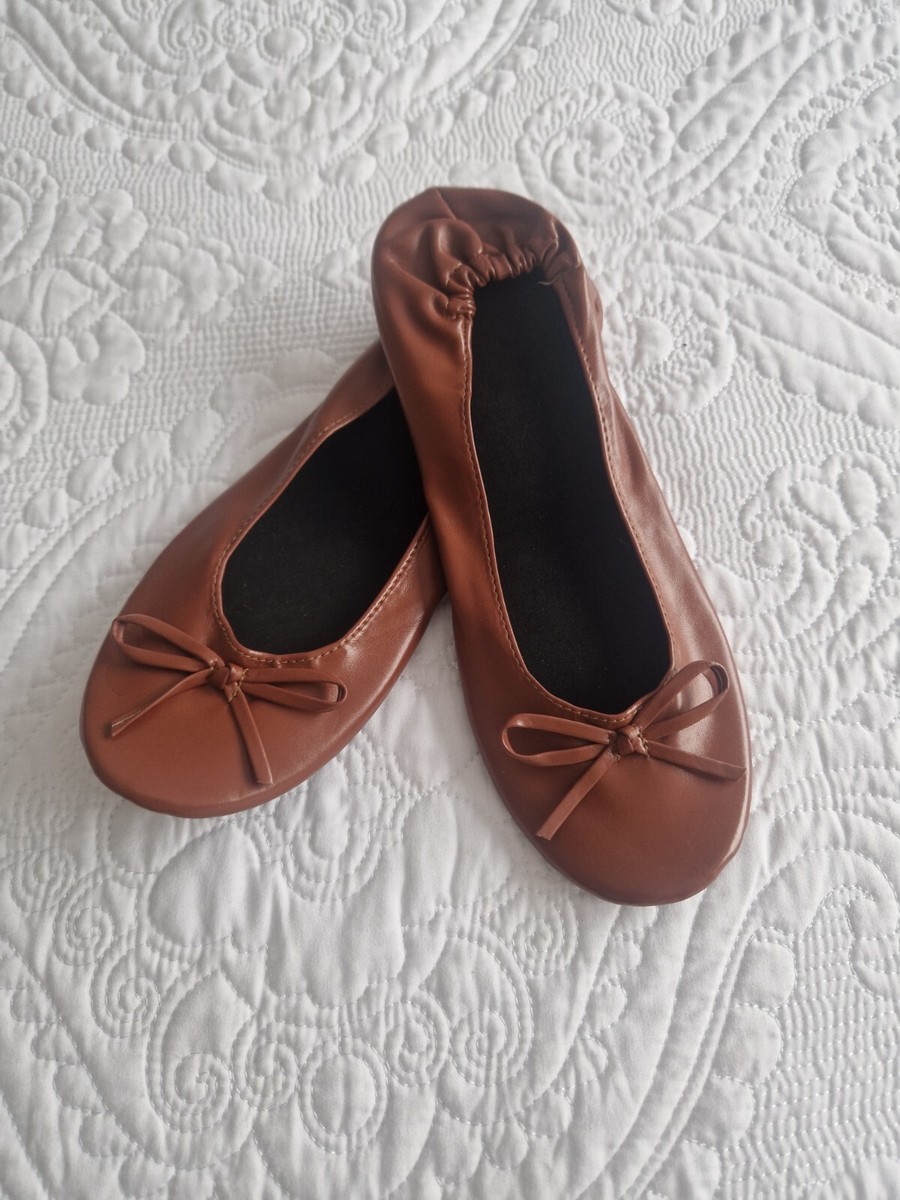 After Party Roll Up Flats For Wedding Guests Brown Size Size Fold