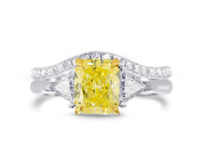 Radiant Shape Yellow Citrine Trillion White CZ 1.90 CT Women's Engagement Ring