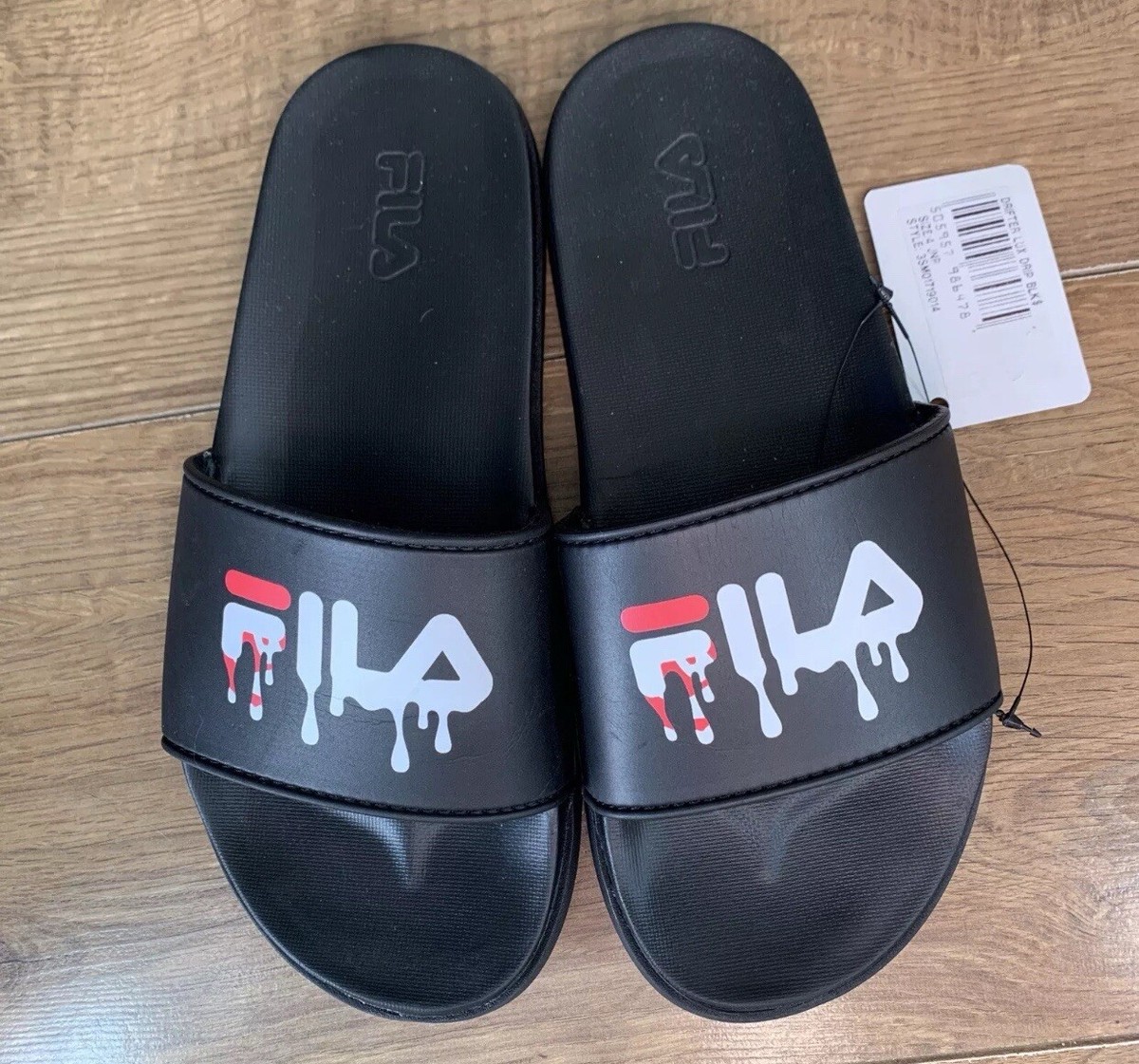 Fila Drifter Lux Drip Black Slides Sandals New With Tags Size 4uk