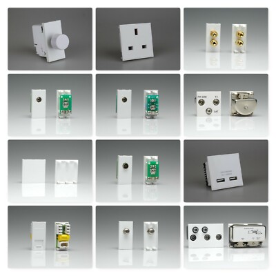 Varilight White DataGrid Module Dimmer RJ45 Leer Sat TV BT USB Leer 13A Euro