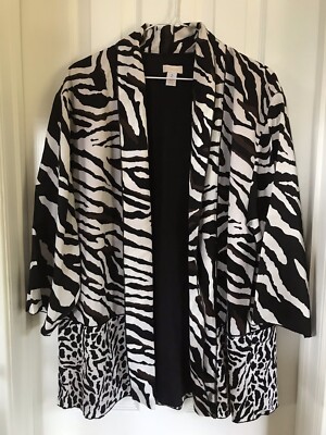 Chicos Womens Animal Print Cardigan Lined Size 2