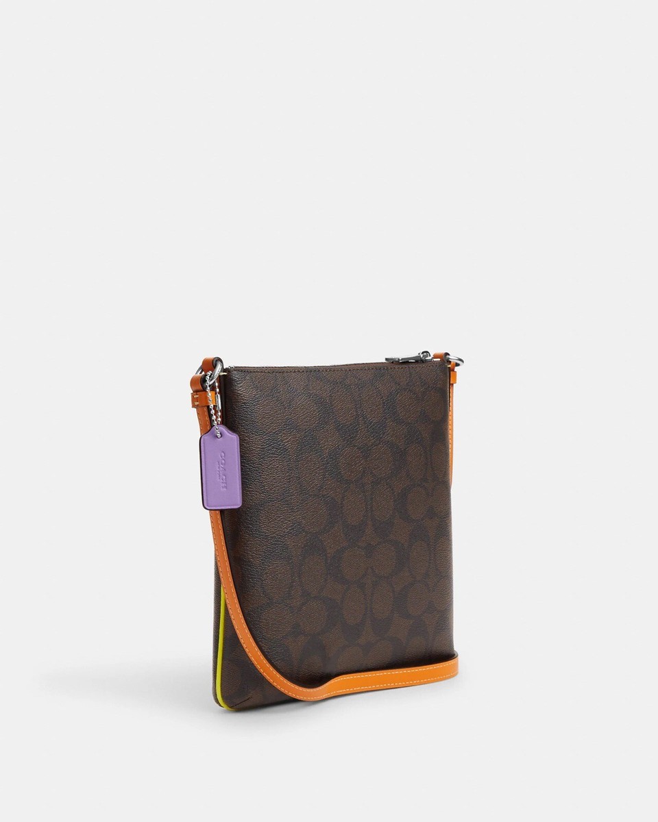 NWT COACH Mini Rowan File Bag In Colorblock Signature Canvas