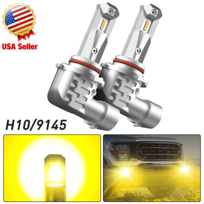 LED Yellow Fog Driving Lights Bulb Bright 110W 3000K Super 9145 9140 H10