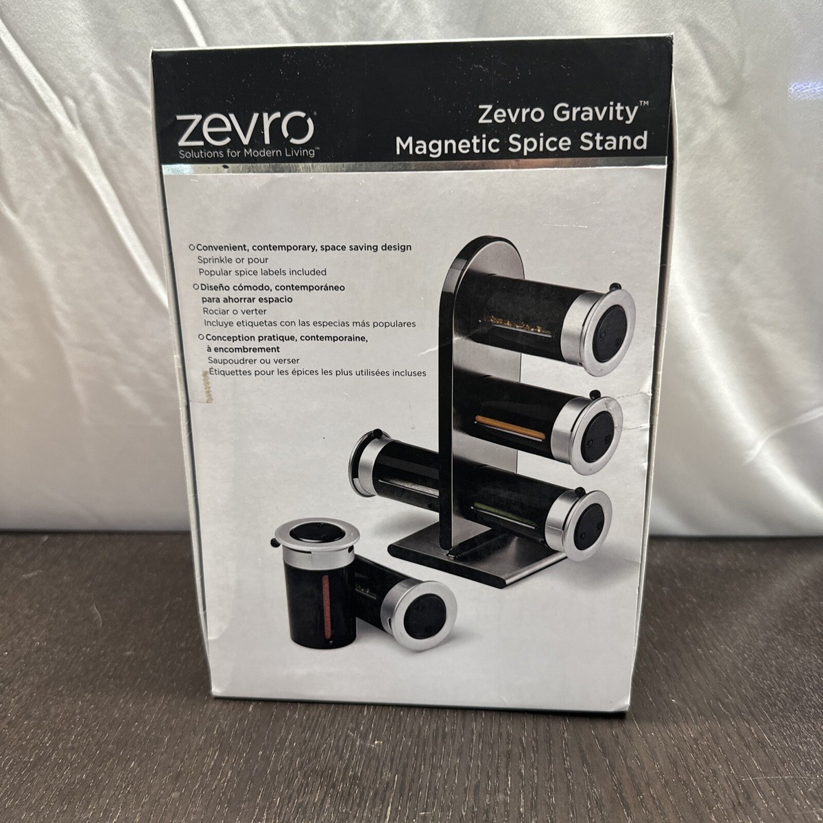 Zevro Spice Rack Zero Gravity Magnetic Stand Canisters Rack Display NIB