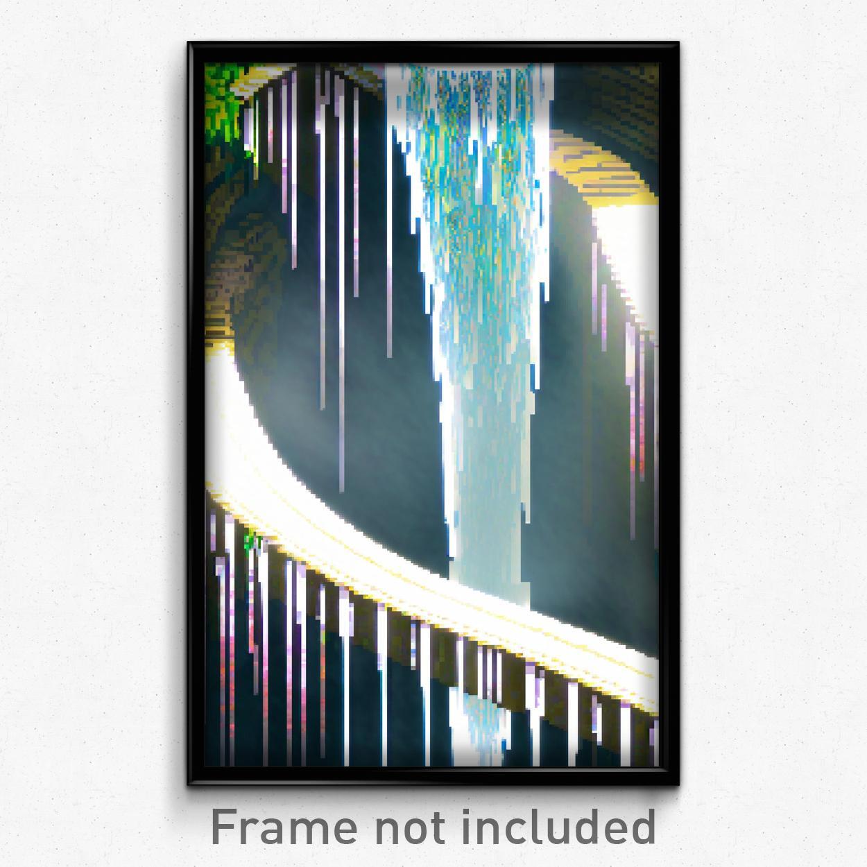 Psychedelic 8-Bit Squiggly Cascade Pixel Art Poster