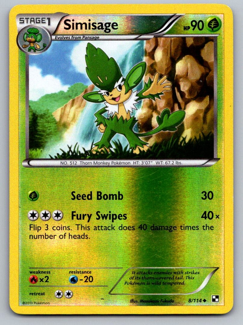 Simisage Reverse Holo Uncommon Black and White 8/114 NM