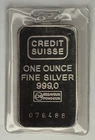 Credit Suisse 1 Troy Oz .999 Fine Silver Bar w/ Serial Number ‼️VINTAGE‼️