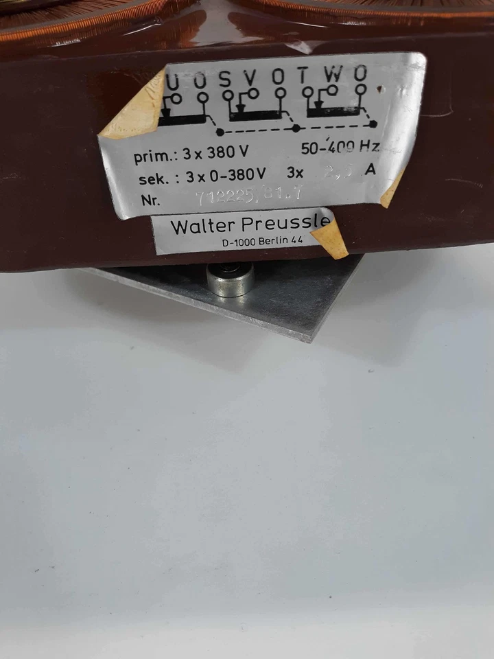 Walter Preussle 712225/81.7 Transformer, Prim 3x380v Sec 3x0-380v 3x2.5 A  - Image 4 of 4