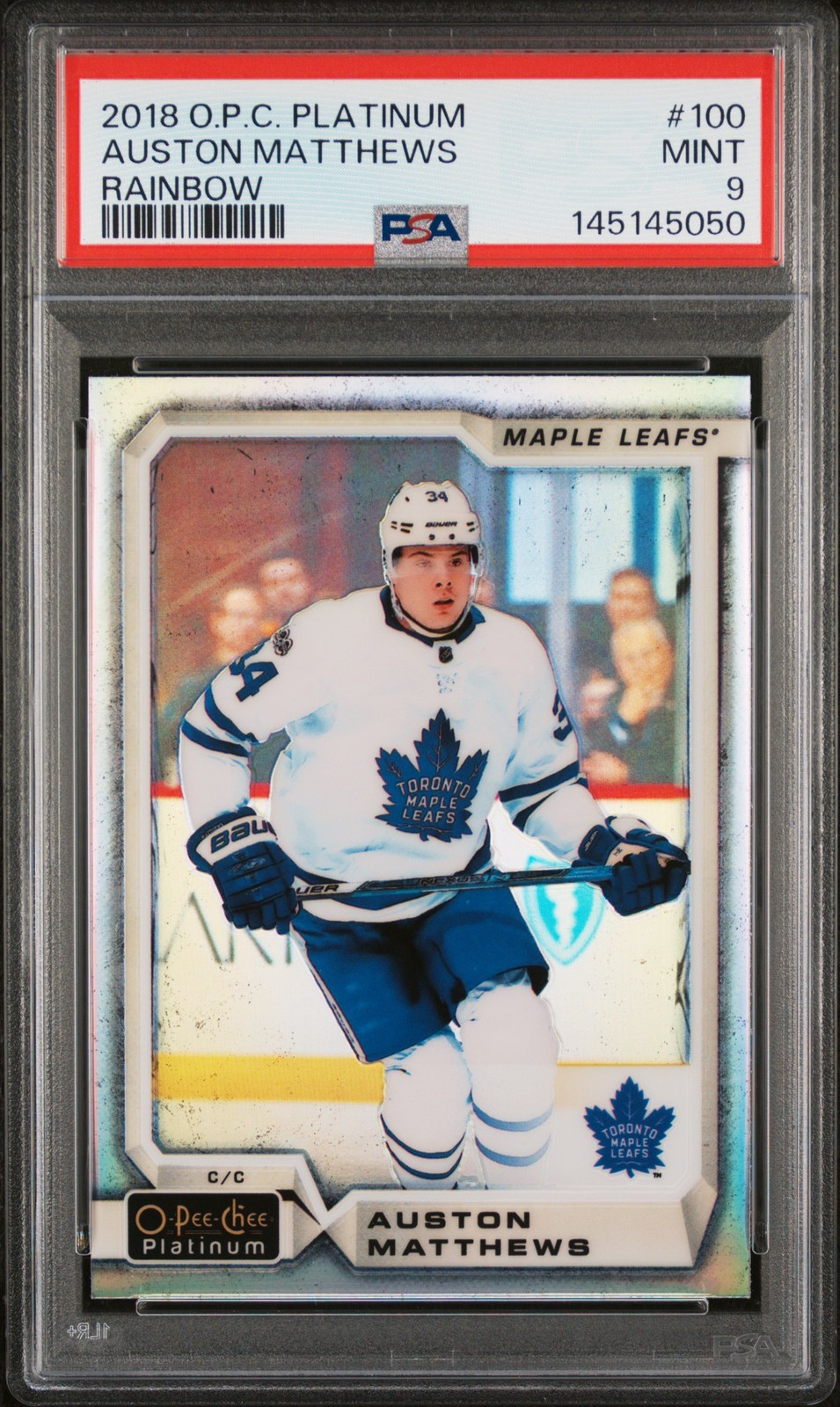 2018 O-PEE-CHEE PLATINUM RAINBOW  #100 AUSTON MATTHEWS PSA 9