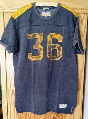 T-shirt blaugelb American Eagle Outfitters Gr. M/M mit Aufdruck Nr. 36