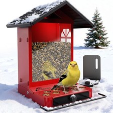 All-Metal Bird Feeder, Wall  Pole Mountable, 2.4L Large Capacity, Heavy-Duty Ch