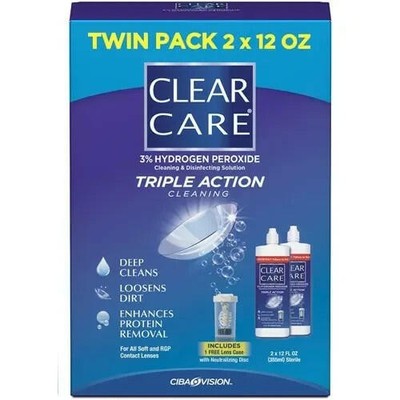 Clear Care Plus - Cleaning and Disinfecting Solution - 2 x 12 fl oz, EXP:8/31/26