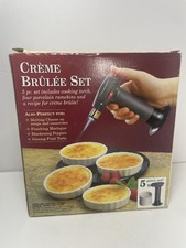 Creme Brulee Set 4 White Ramekins and Cooking Torch