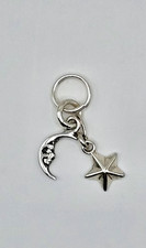 Colgante pequeño de plata esterlina 925 Mr Moon & Dangling Star Charm listo para regalo