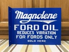 Magnolene Ford Oil Flange Sign 2 Sided Sold Here Gas Vintage Style Wall Decor