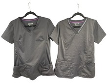 Healing Hands Purple Label Gray Scrub Top Womens Medium Set Of 2