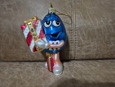Sanrio Kurt S Adler Blue M&M Crafted  Glass Christmas Ornament