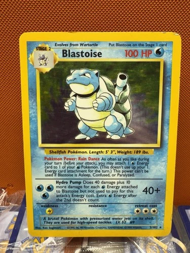 Blastoise 2/102  Base Set Unlimited Holo Rare MP Pokemon Vintage WOTC 1999