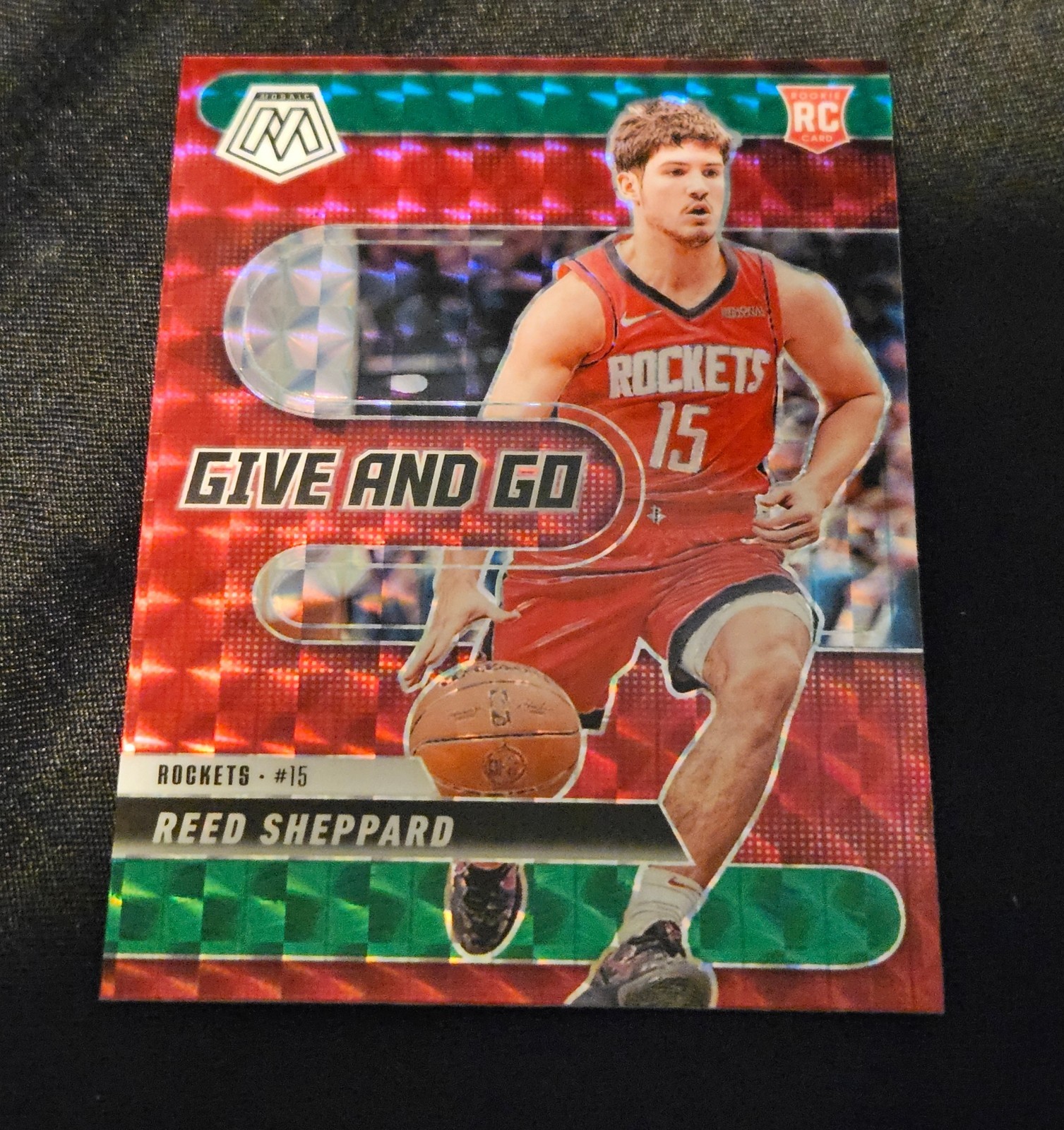 2024-25 Panini Mosaic - Rookies Reed Sheppard #249 Green Mosaic Prizm (RC)