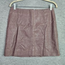 Free People Women  s Purple Faux Vegan Sude Shimmer Skirt Size 6