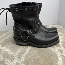 Rare Vintage Harley Davidson Black Ankle Boots Harness Side Zip Women Sz 7 EUC